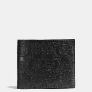 Coach Signature Black Leather Card Holder